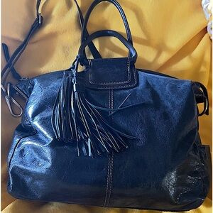 HOBO Sheila Satchel Black  Leather Tote Bag Shoulder Crossbody Purse top handle